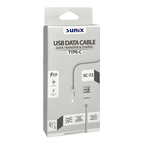Toptan Sunix Sc72 Type-C 2 Amper Hızlı Şarj Kablosu Toptan Sunix Sc72 Type-C 2 Amper Hızlı Şarj Kablosu