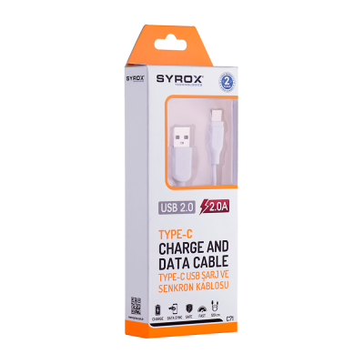Toptan Syrox Syx-C71 Type-C 1.2 Mt 2A Kablo Toptan Syrox Syx-C71 Type-C 1.2 Mt 2A Kablo
