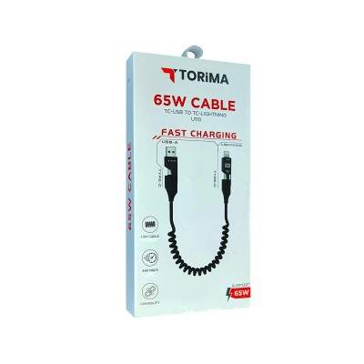 Torima U110 4in1 Hızlı Şarj Kablosu 65W | Type-C  - USB -> Type-C - Lightning 