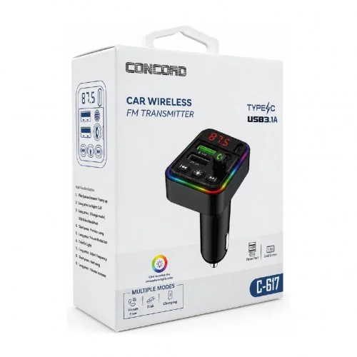 Concord C-617 Bluetooth Fm Transmitter | USB-A | USB-C