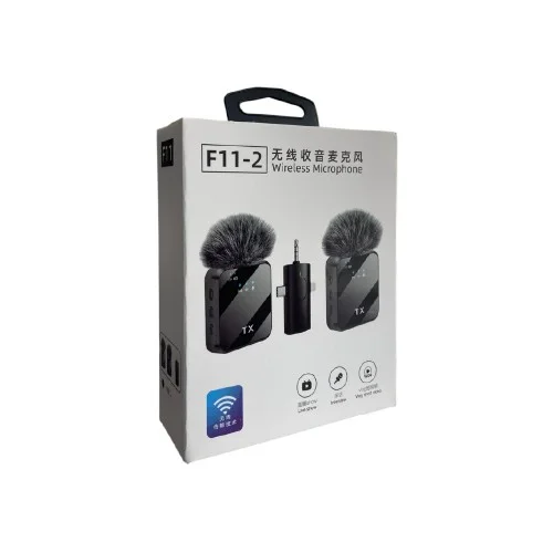 F11-2 Bluetooth Yaka Mikrofonu 3 Farklı Giriş | 2 Adet