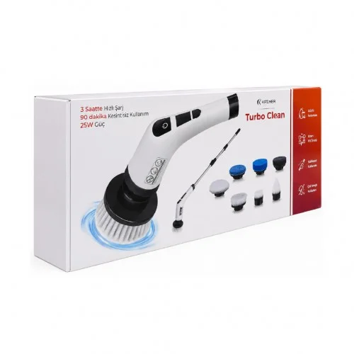 Katjmer TC-001 Turbo Clean Elektrikli Temizlik Fırçası | 7 Farklı Başlık | 13.000 Rpm