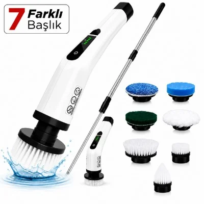 Katjmer TC-001 Turbo Clean Elektrikli Temizlik Fırçası | 7 Farklı Başlık | 13.000 Rpm