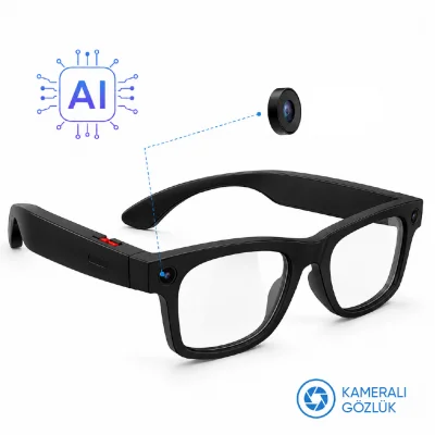  S2 Max Kameralı Akıllı Gözlük| Bluetooth Görüşme | Video Kayıt | AI Dil Çevirisi | 3 Lens