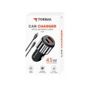 C16 USB | Type-C Çıkışlı Araç Şarjı | 45 Watt Turbo Şarj | Lightning Kablolu