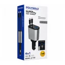 Polygold LF-780 LCD Göstergeli 120W Hızlı Araç Şarjı | USB-A ve USB-C Soketi | 80cm Makaralı Type-C ve Lightning Kablo