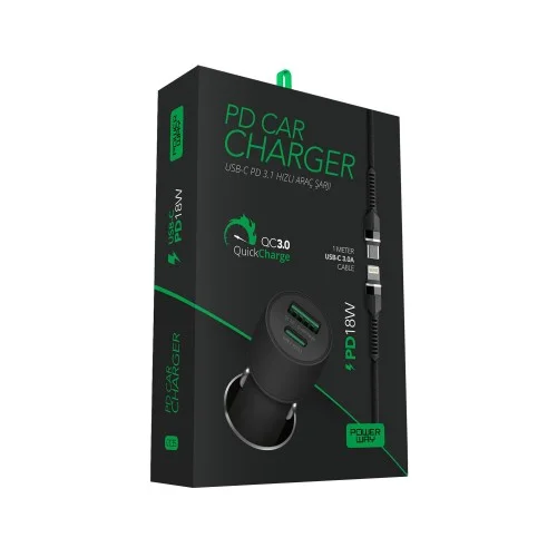 Powerway Lightning 3.1A 20W Pd Araç Şarjı CC35