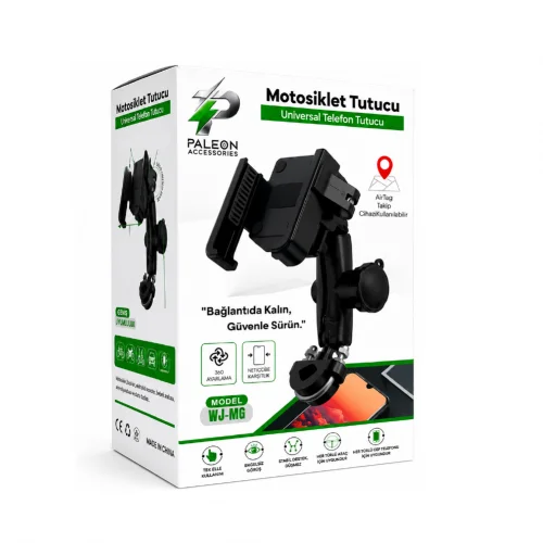 Paleon WJ-MG Motosiklet Telefon Tutucu | Takip Cihazı Yuvası | 360 Derece Dönme