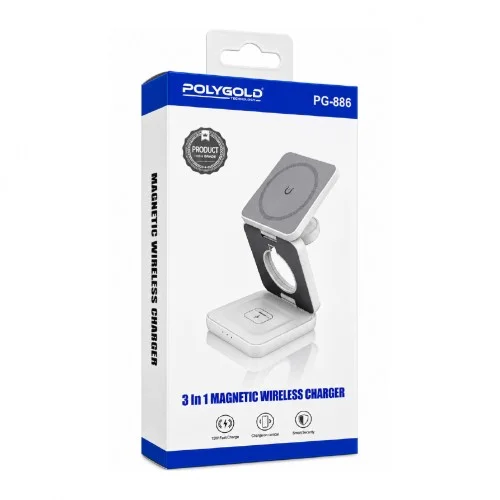 Polygold PG-886 Kablosuz Şarj Özellikli | Masaüstü Manyetik Telefon Tutucu | 15W Hızlı Şarj