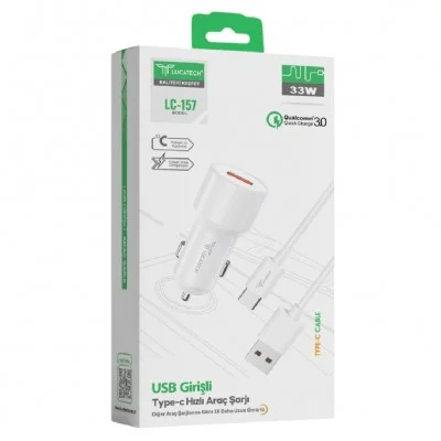 Lucatech LC157 USB Araç Şarjı | 33 Watt | Type-C Kablolu