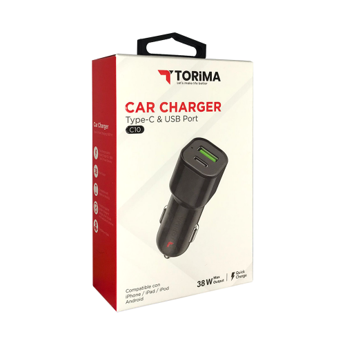 Torima C10 Usb Giriş ve Type-C Giriş 38W Pd Oto Başlık