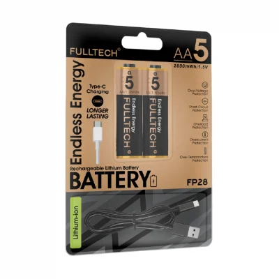 Fulltech FP28 USB Type-C Şarjlı Lithium Ion 1.5V 2800mWh AA Kalem Pil | 2 Adet