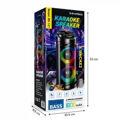 Blueseed BS-121 RGB Bluetooth Speaker 2 x 6.5" | Kablolu Mikrofon