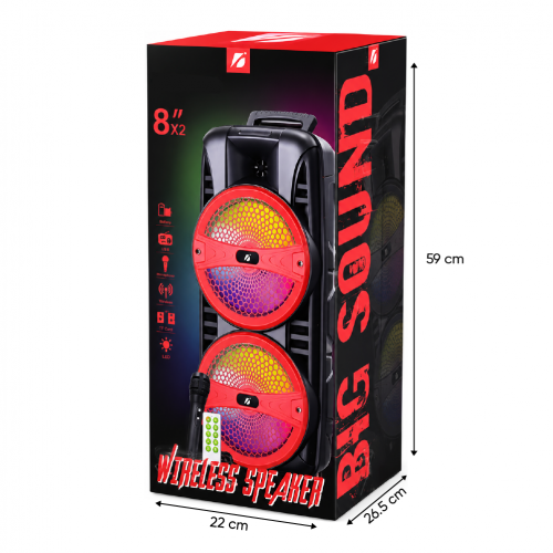 KTS-1745 Bluetooth 2 X 8" Speaker | Mikrofon | Kumanda