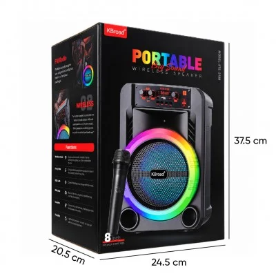 KTS-2199 RGB Bluetooth Speaker 8" | FM Radio | Kablosuz Mikrofon
