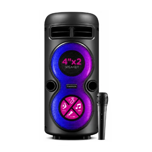 Maxron MxBoom TWS Bluetooth Speaker 2 x 4" | RGB Led | Kablolu Mikrofon