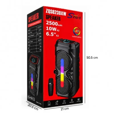 ZQS6239XW RGB Bluetooth Speaker 2x6.5" | 20W | Kablosuz Mikrofon