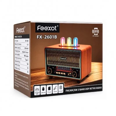 Feexot FX-2601B Lambalı Bluetooth Nostaljik Speaker | FM AM SW Radyo