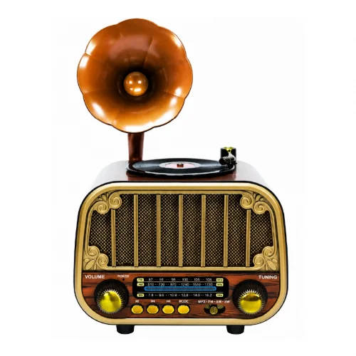 MD-1318BT Nostaljik Gramofon Ahşap Radyo | Bluetooth Speaker