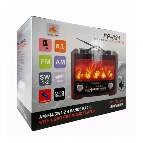 NNS 821BT  Şömineli Bluetooth Speaker | FM AM SW Radyo