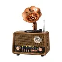NNS Ns-15BT Nostaljik Gramofon Ahşap Radyo | TWS Bluetooth Speaker