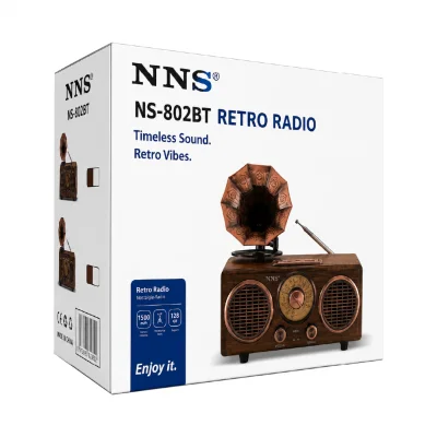 NNS NS-802BT Nostaljik Gramofon Ahşap Retro Radyo | Bluetooth Speaker