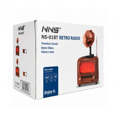 NS-01BT Nostaljik Gramofon Radyo | Şömineli Bluetooth Speaker