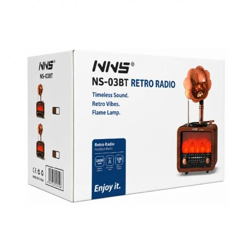 NS-03BT Nostaljik Gramofon Radyo | Şömineli Bluetooth Speaker
