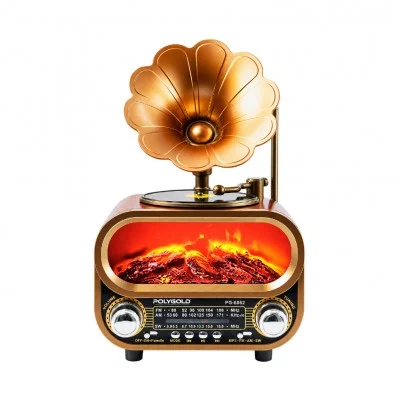 Polygold PG-6062 Şömineli Bluetooth Gramofon Speaker | FM AM SW Radyo