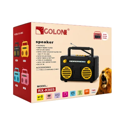 RX-K90S Mini Retro Tasarım Speaker | Güneş Enerjili | Fm Radyo
