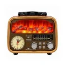 Yuegan YG-6031BTS Şömineli Bluetooth Speaker | FM AM SW Radyo | Analog Saat | Güneş Enerjili