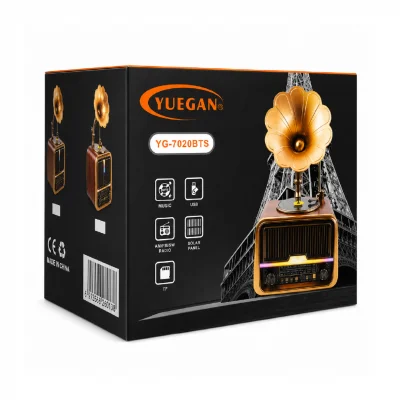 Yuegan YG-7020BTS Bluetooth Gramofon Speaker FM AM SW Radyo | Güneş Enerjili