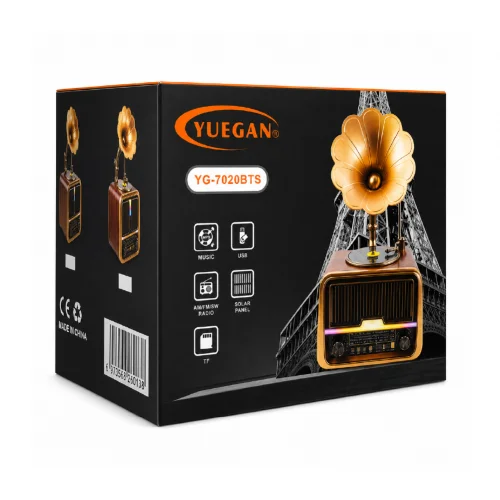 Yuegan YG-7020BTS Bluetooth Gramofon Speaker FM AM SW Radyo | Güneş Enerjili