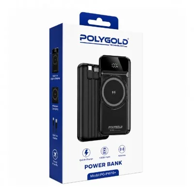 Polygold PG-PW10 Plus 10000 Mah 22.5W Type-C ve Lightning Kablolu Magsafe Powerbank | LCD Gösterge