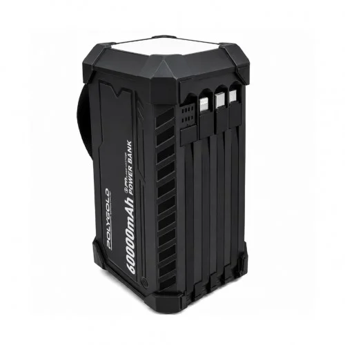 Polygold PW860 60000 mAh 22.5W Kamp Lambalı Powerbank | 4 Kablolu | Lcd Gösterge