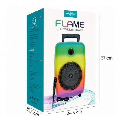 GTS-1802 Flame Rgb Ledli Bluetooth Hoparlör 8" | Mikrofonlu