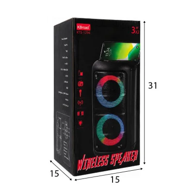 KTS-1296 Bluetooth Speaker | Rgb Ledli 2x3''