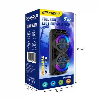 Polygold PG-3233 Bluetooth Speaker | Rgb Ledli 2x3''
