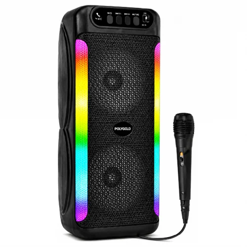 Polygold PG-4261 Bluetooth Speaker | Rgb Ledli 2x4'' | Mikrofonlu