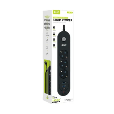 Blic FTR-01 Termal Akım Korumalı Priz | 3xPriz  3xUSB Soketi