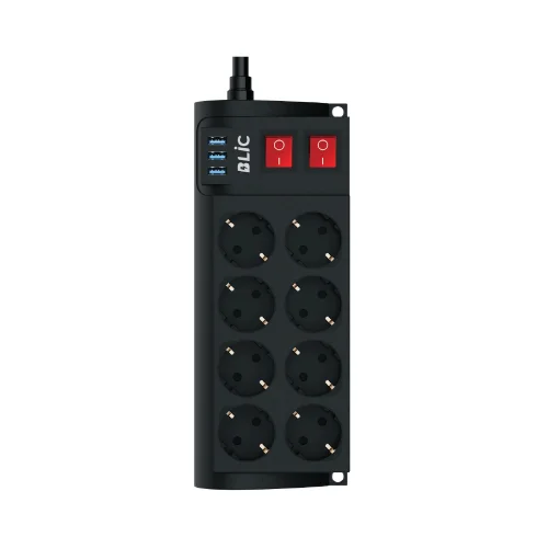 Blic FTR-08 Termal Akım Korumalı Priz | 8xPriz 3xUSB