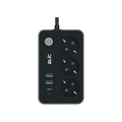 Blic FTR-02 Termal Akım Korumalı Priz | 3xPriz 2xUSB 1xPD