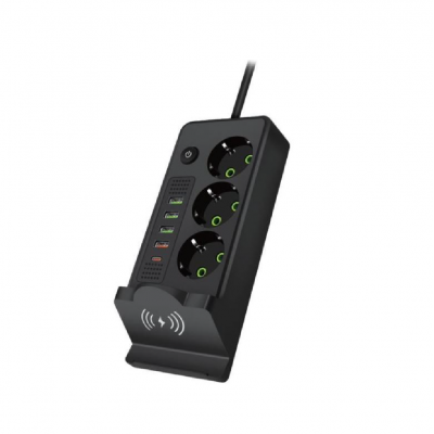 YK Design 974-2PD 4'lü Uzatma Kablosu | 4xUSB 2xPD | Kablosuz Şarj Özelliği