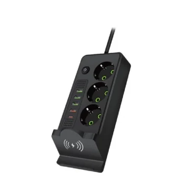 YK Design 974-2PD 4'lü Uzatma Kablosu | 4xUSB 2xPD | Kablosuz Şarj Özelliği