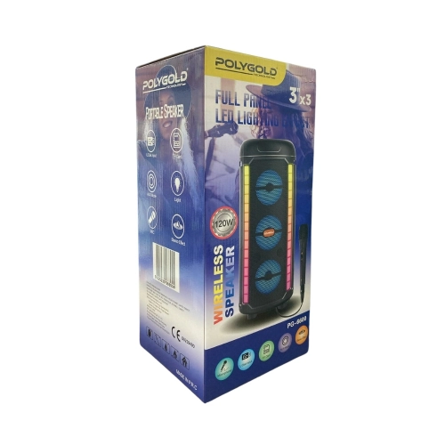 PG-6600 Bluetooth Speaker 3 x 3" | RGB Led | Kablolu Mikrofon | 120W PG-6600 Bluetooth Speaker 3 x 3" | RGB Led | Kablolu Mikrofon | 120W