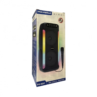 Polygold PG-4261 Bluetooth Speaker | Rgb Ledli 2x4'' | Mikrofonlu