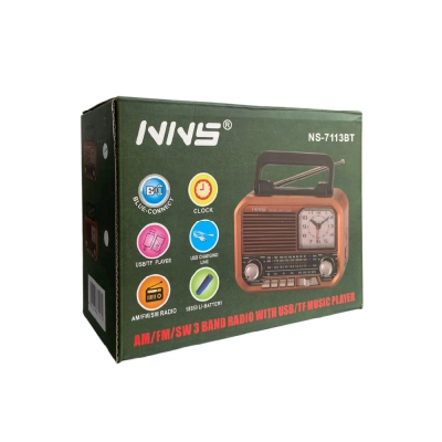 NNS Ns-7113BT Bluetooth Speaker FM AM SW Radyo | Analog Saatli