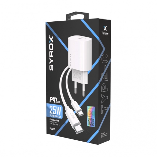 Syrox Pd25t Type-C Başlık Giriş | Type-C Kablolu 25w 3.0 Amper Pd Ev Şarj Aleti Syrox Pd25t Type-C Başlık Giriş | Type-C Kablolu 25w 3.0 Amper Pd Ev Şarj Aleti