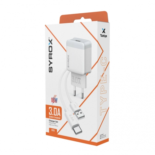 Syrox Q32 3 Amper Type-c Hızlı Ev Şarj Syrox Q32 3 Amper Type-c Hızlı Ev Şarj
