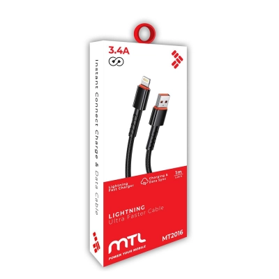Mtl MT2016 3.4A Lightning Usb Data Şarj Kablosu Mtl MT2016 3.4A Lightning Usb Data Şarj Kablosu